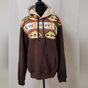Native pull on hoodie. Sherpa lined hood. Size M